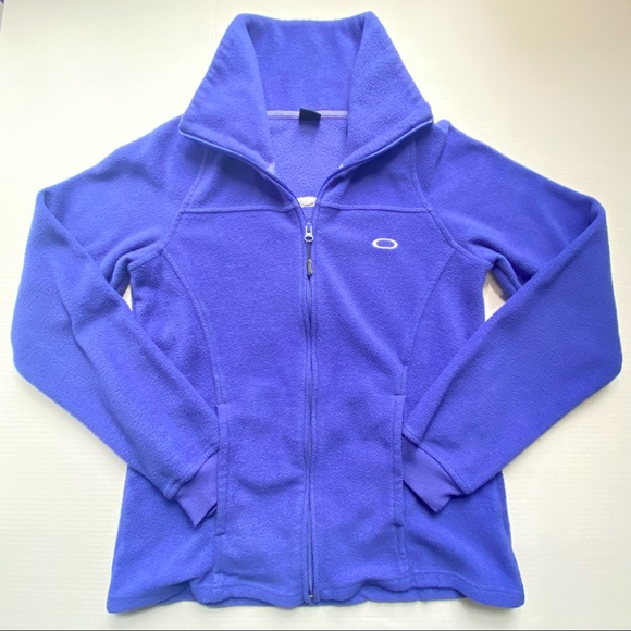 🐆 Oakley Zip Fleece Jacket with Front Side Pockets, Thumb Holes, Wide Collar - Picture 1 of 11